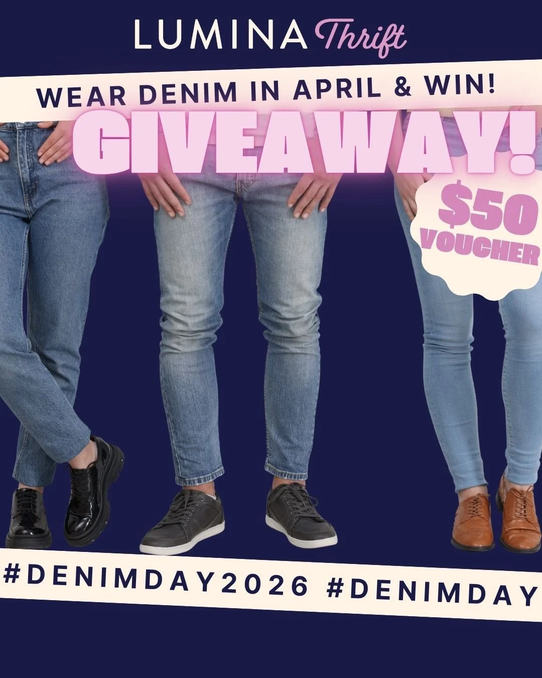 👖💙 Denim Day is April 29 💙👖⁠
⁠
In honor of Sexual Assault Action Month, we&rsquo;re teaming up with @LuminaThriftStore to raise awareness and support survivors in our community.⁠
⁠
Denim Day is a global movement that challenges harmful myths and 