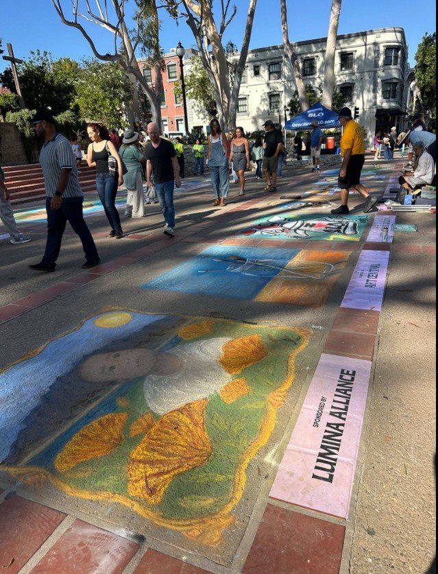 Art, family, culture, and a new place to call home. 💛⁠
⁠
A huge thank you to @downtownslo and CoVelop for sponsoring Lumina Alliance's square at Paint the Plaza, and a special thank you to Pat Arnold at CoVelop for making this beautiful gift possibl