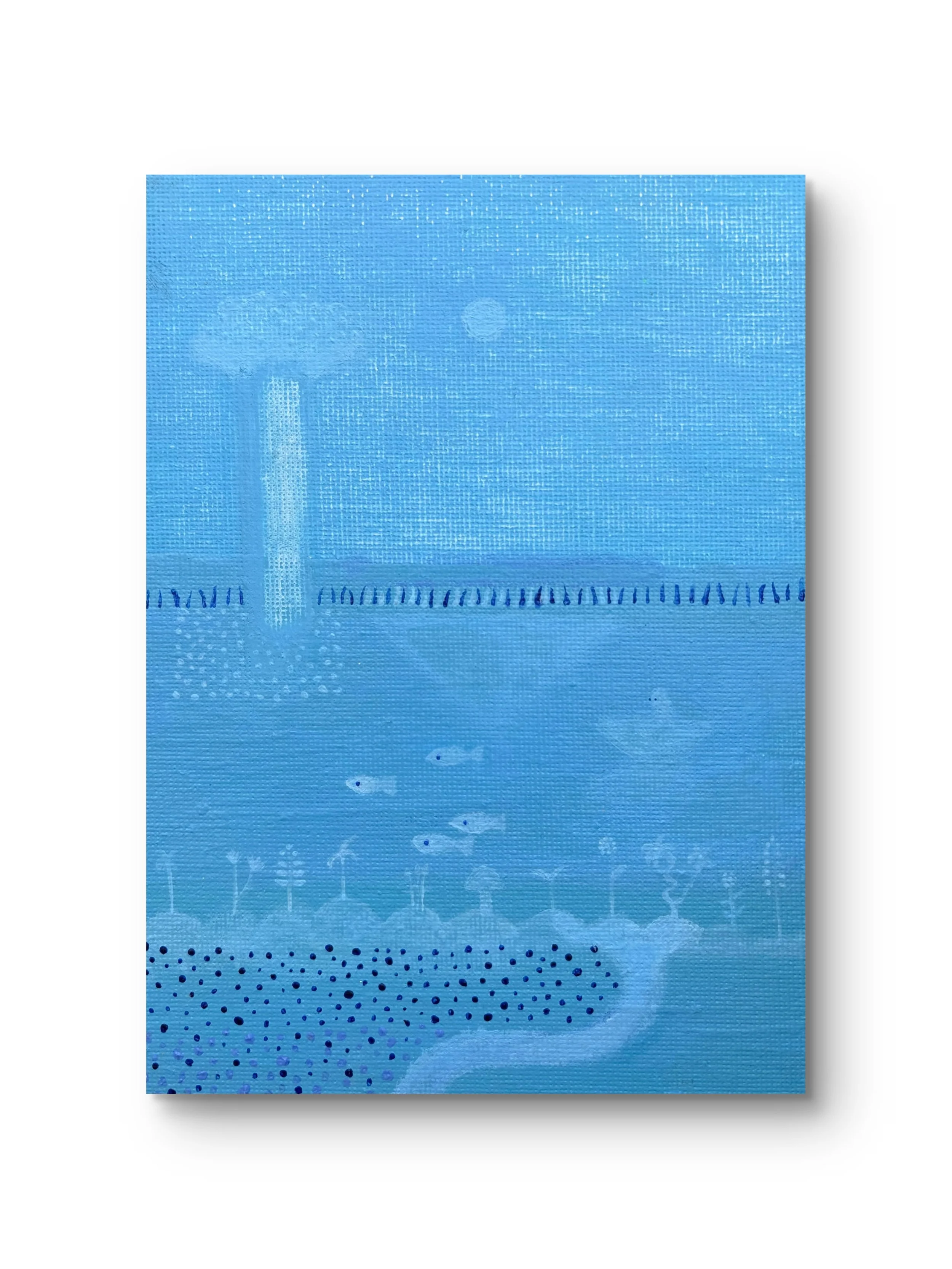 Everybody's leaving, 2024, acrylic on canvas panel, 5″x7″ 