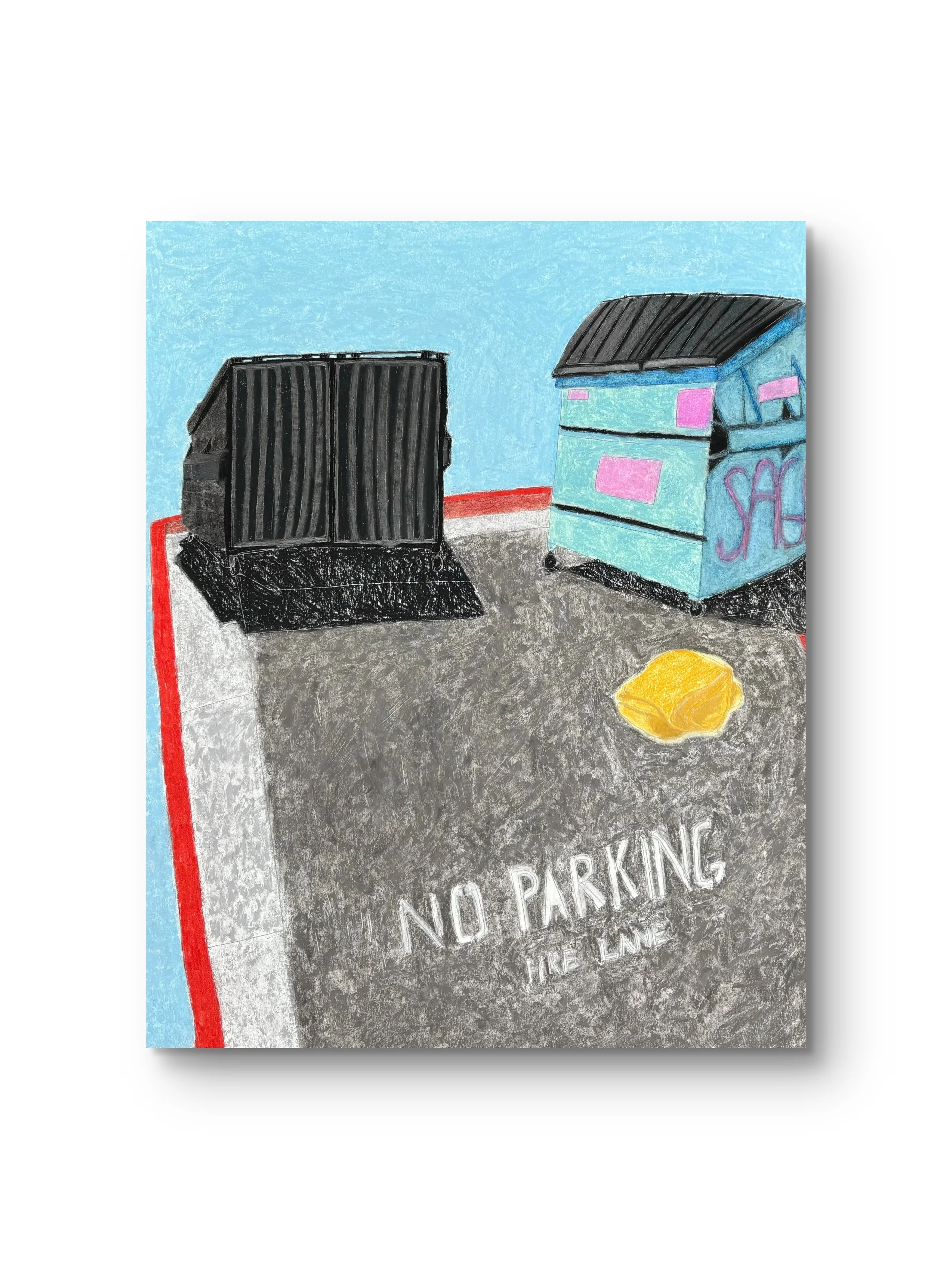 Come pick it up if you want it, 2025, pastel on paper, 19″x24″