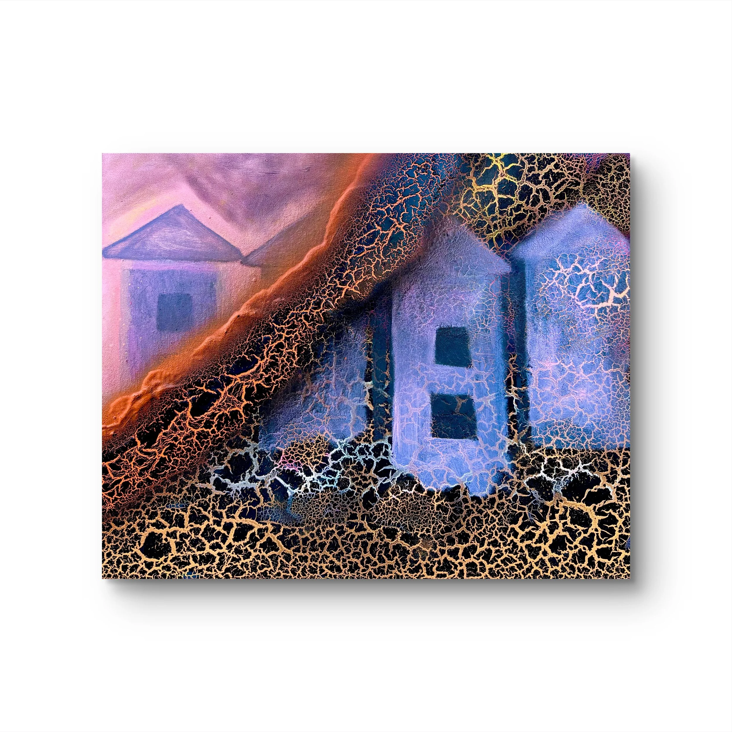 Eruption (zoomed in), acrylic + spray paint on canvas,  20″x16″   