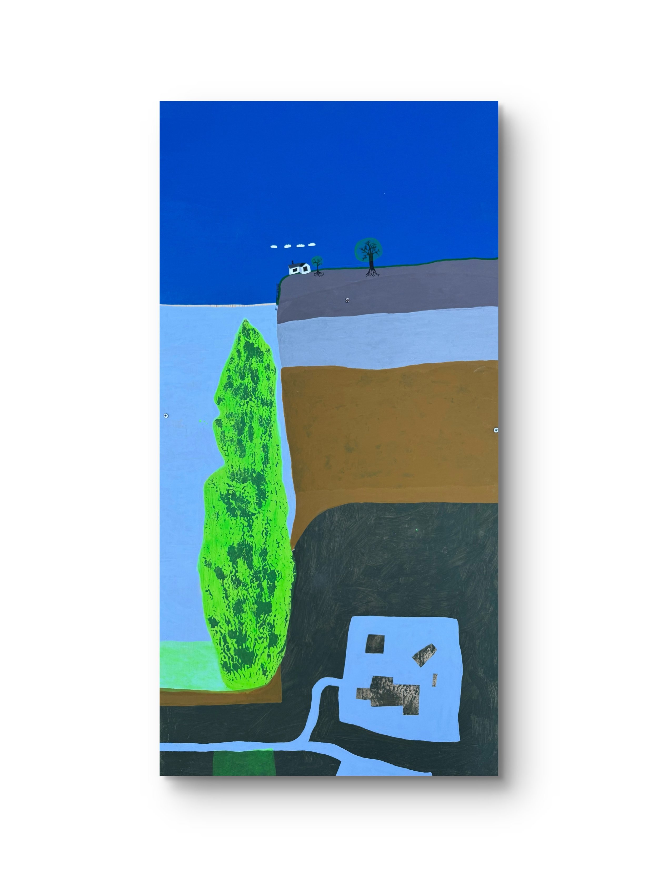 Compound, 2025, acrylic + real kelp print on wood, 24″x48″