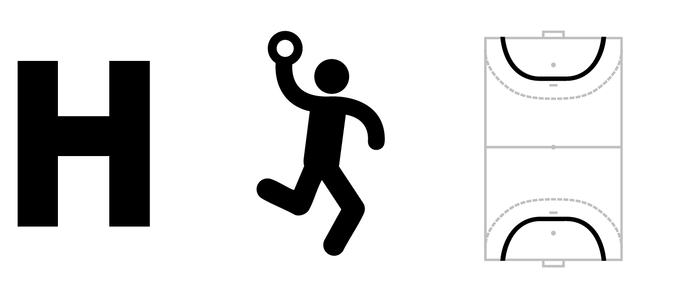 De elementen die het beeldmerk van het nieuwe logo van HandbalNL weerspiegelen