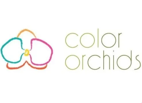 Logo of Color Orchids featuring a multicolored orchid flower next to the text 'color orchids' in green.
