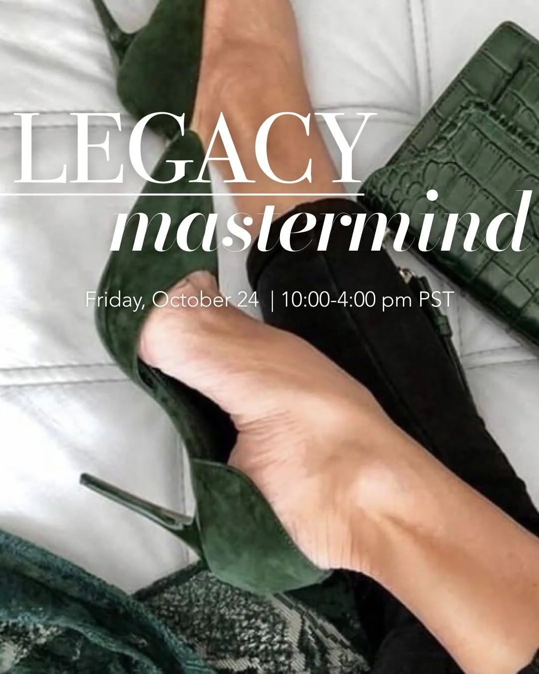 LEGACY ~ OCTOBER 24. 

A 6-month remote mastermind for professional women in Midlife Magic. 

In other words, women ages ~40-60 yrs old, ready for their Second Success Curve. 

We'll be diving into...
1 | Creating deep friendship; mitigating loneline