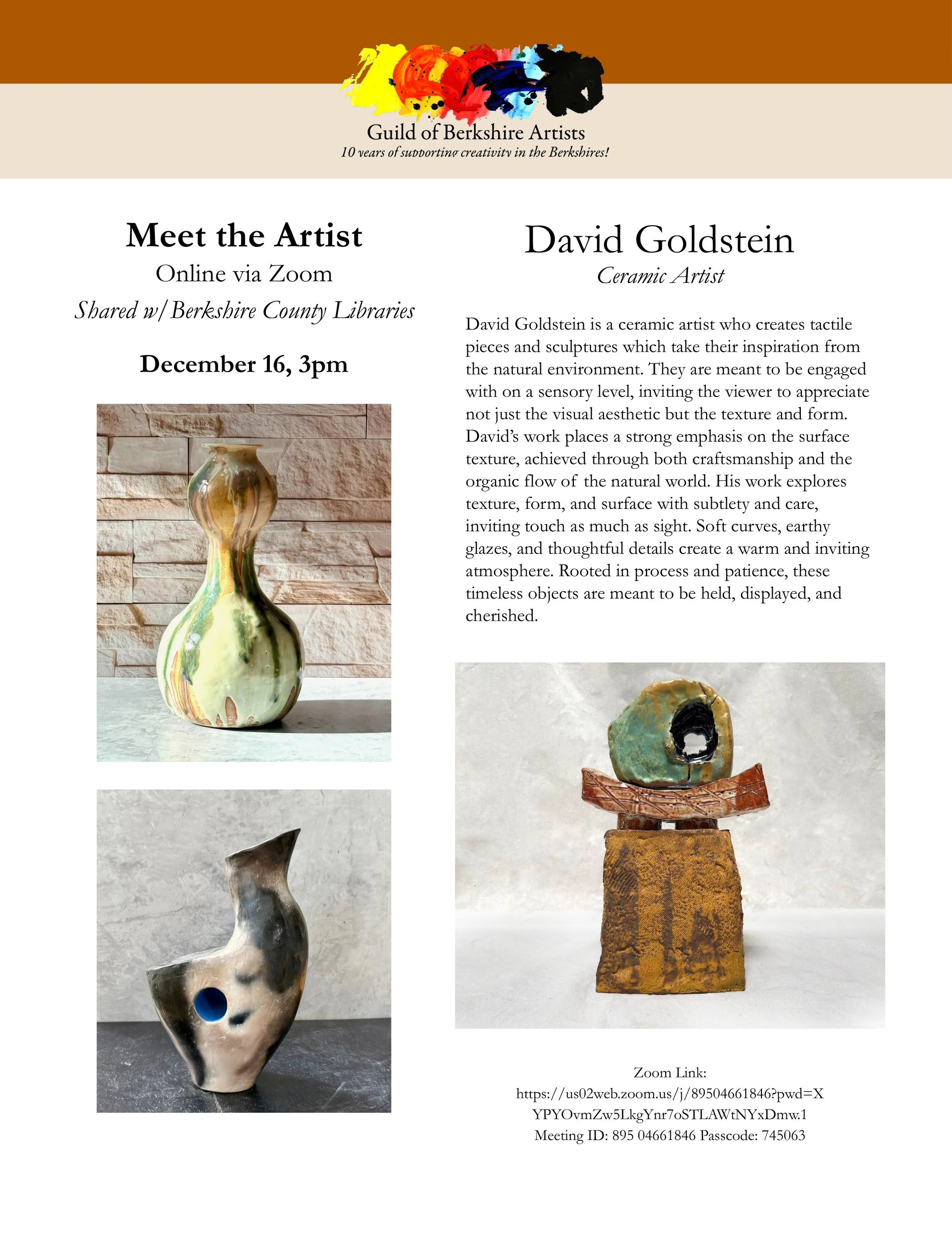"Meet the Artist" David Goldstein 