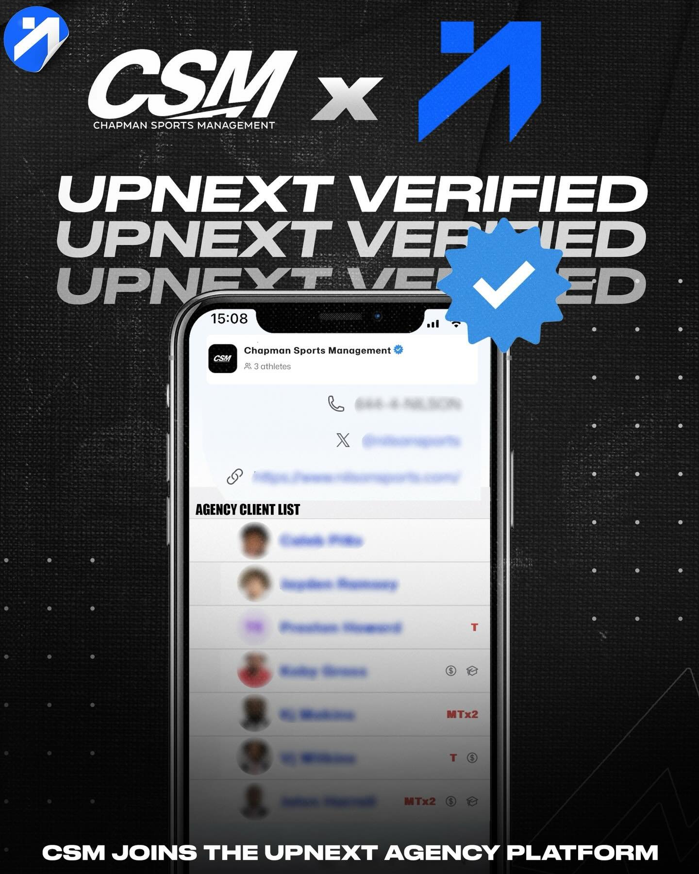 Chapman Sports Management is happy to announce our partnership with @upnextportal. 

We&rsquo;re excited to be a part of UpNext&rsquo;s verified network of athletes, coaches, and agencies, designed to bring more transparency and efficiency to the col