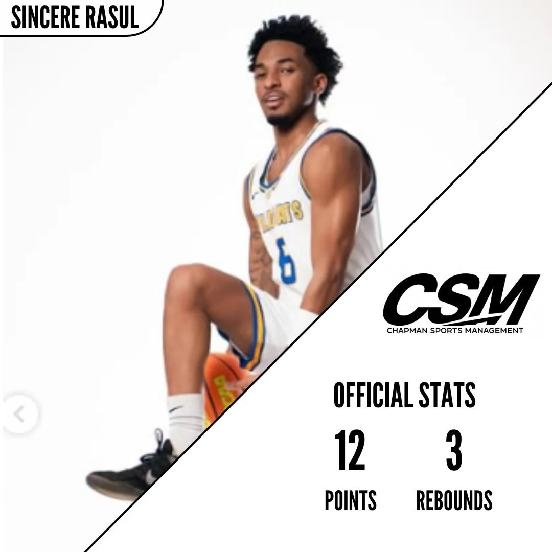Congratulations to Sincere Rasul on a great game against Montreat College. Sincere finished with 12 points, 3 rebounds, 2 assists, a block, and a steal.