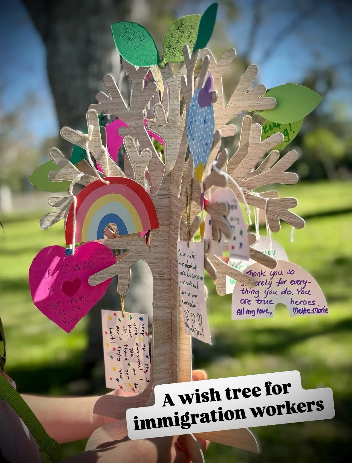 On Sunday, Take Care Club kids and parents wrote notes and made drawings for a mini wish tree to be delivered to The Immigration Resource Center of San Gabriel to acknowledge them for their work in helping immigrants navigate the resources they need,