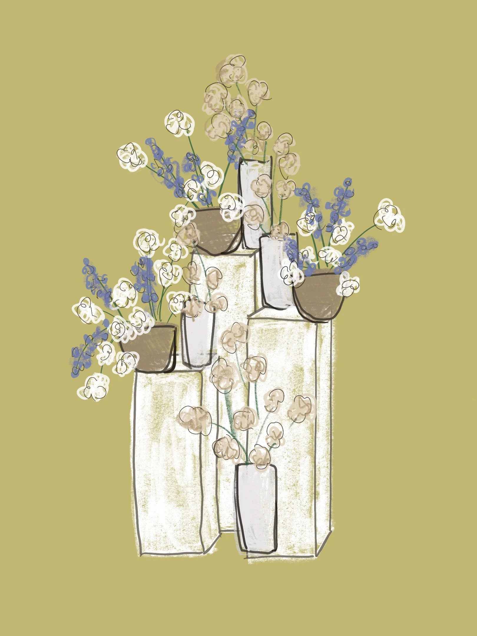 Sketch of a hotel floral design concept