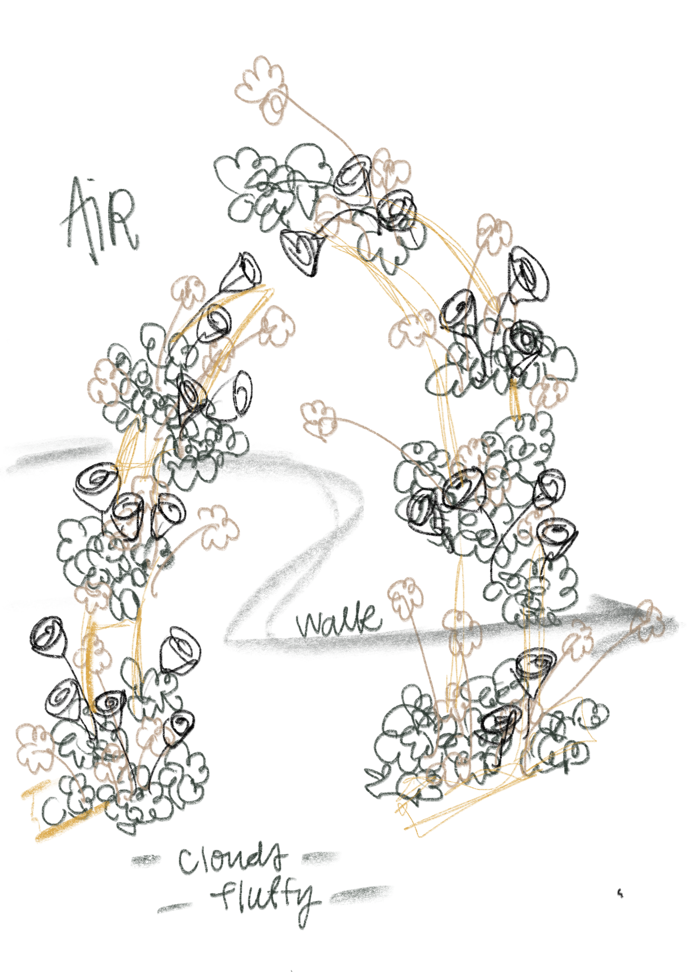 Sketch of brand floral strategy installation