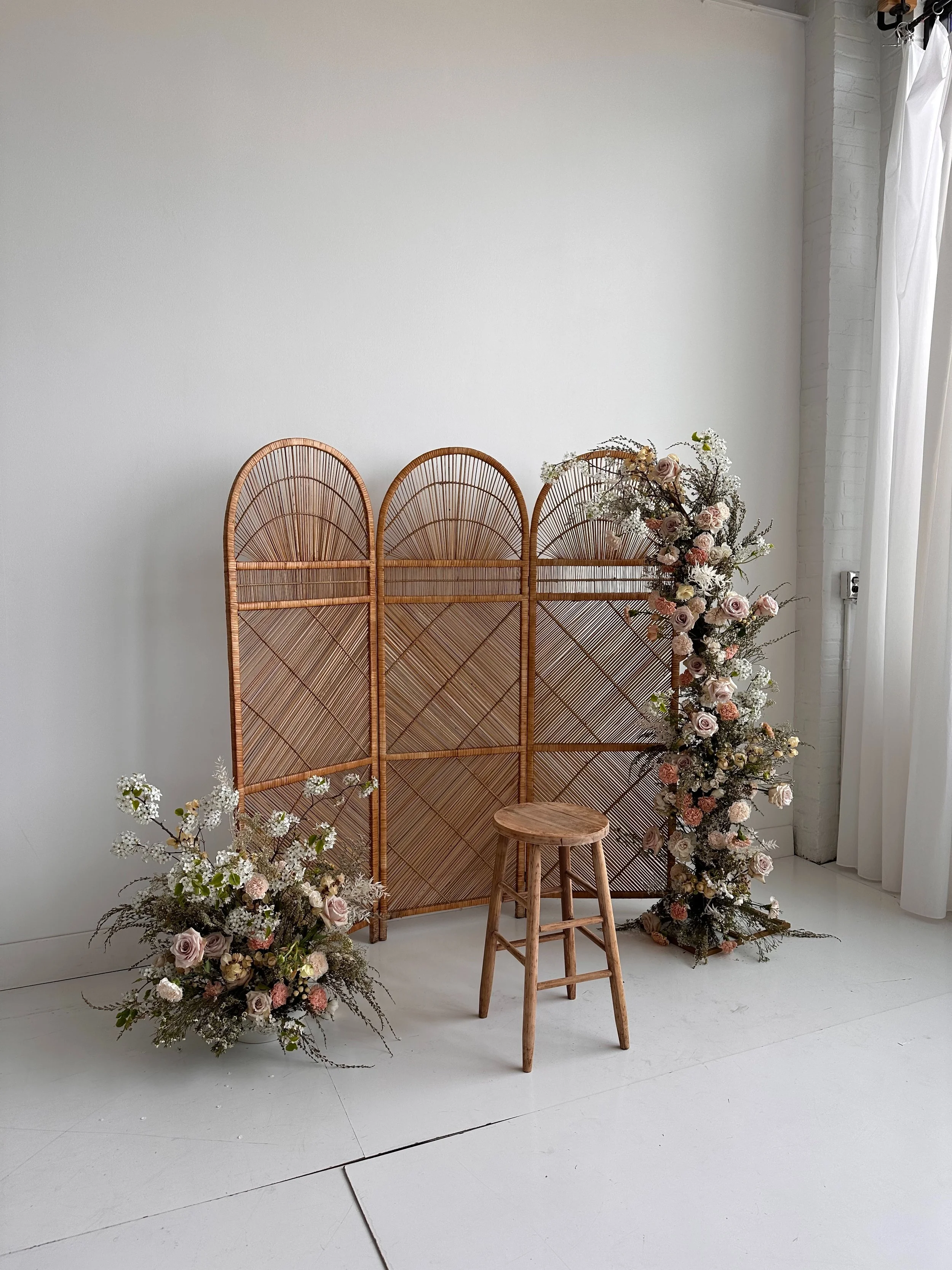 Floral installation for brand photoshoot, photo by Linnea Marie Photography