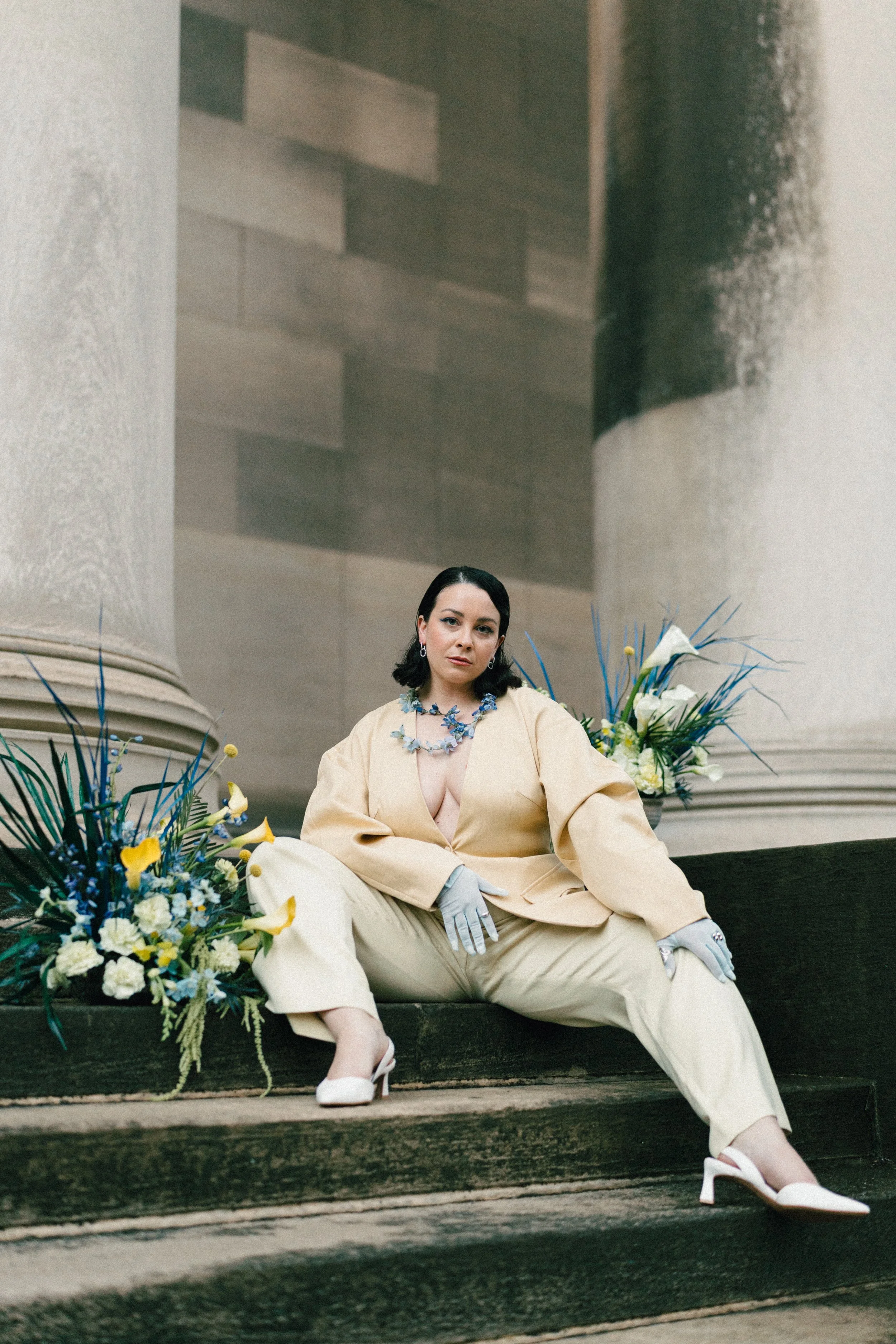 Floral installation for brand photoshoot, photo by Afternoon Media