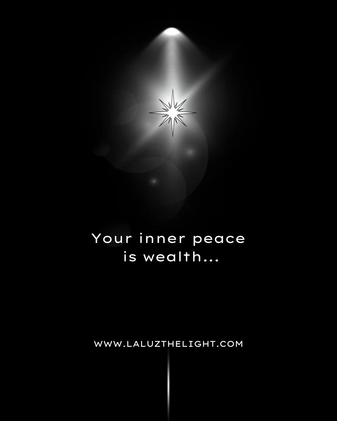 Your inner peace is wealth... The richest thing you can own is a calm mind and a peaceful heart. Everything else follows. ✨ www.laluzthelight.com

Tu paz interior es riqueza... Lo m&aacute;s valioso que puedes poseer es una mente tranquila y un coraz
