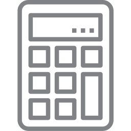 Line drawing of a calculator with buttons and display screen