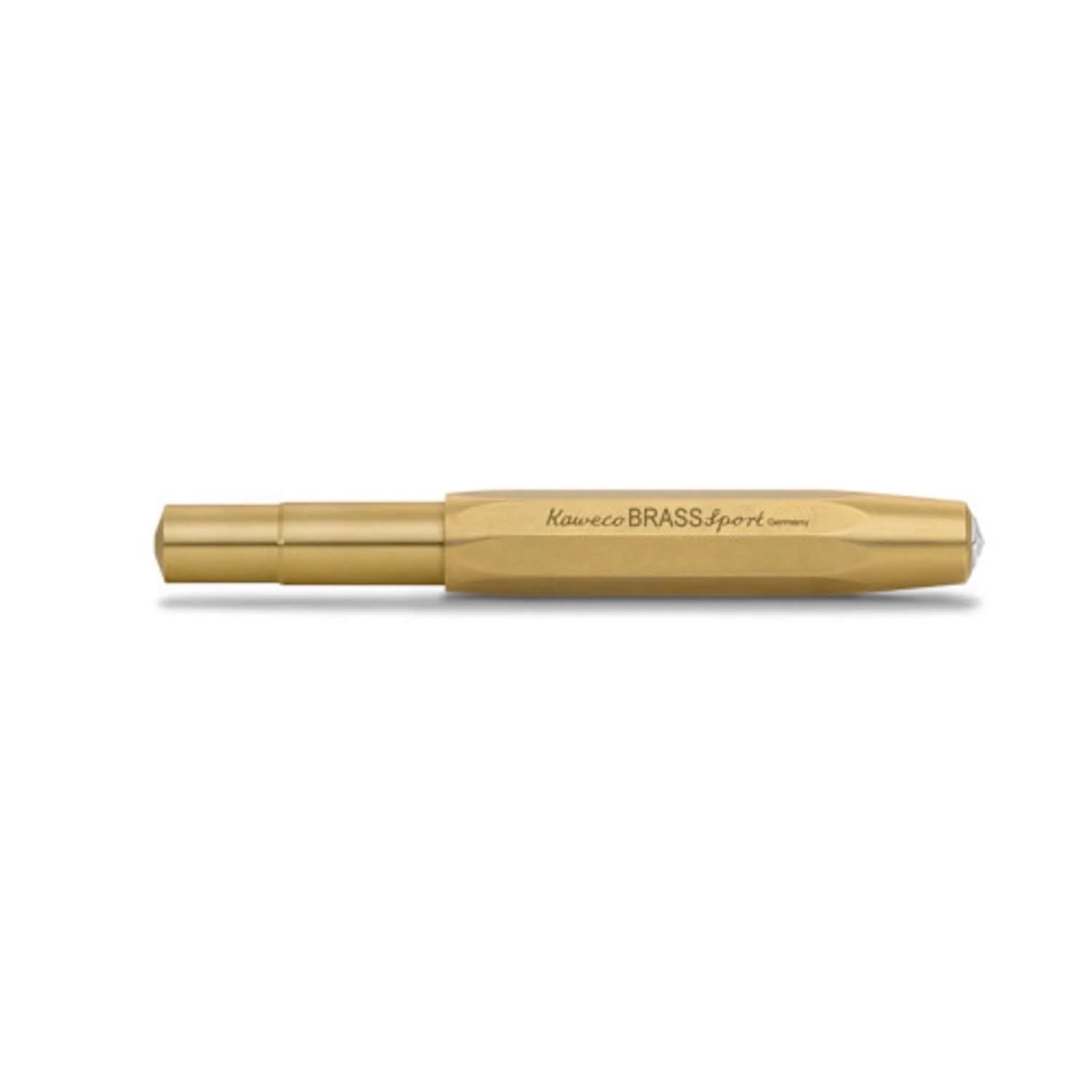 Kaweco Sport fountain pen in solid untreated brass, closed