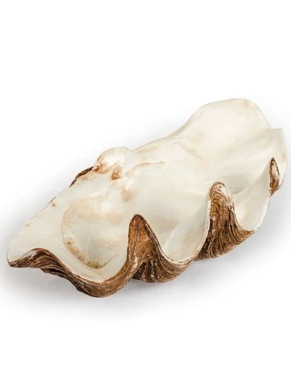 Large resin clam shell bowl styled at Sea Tower - coastal-inspired home décor available at Caravan Style