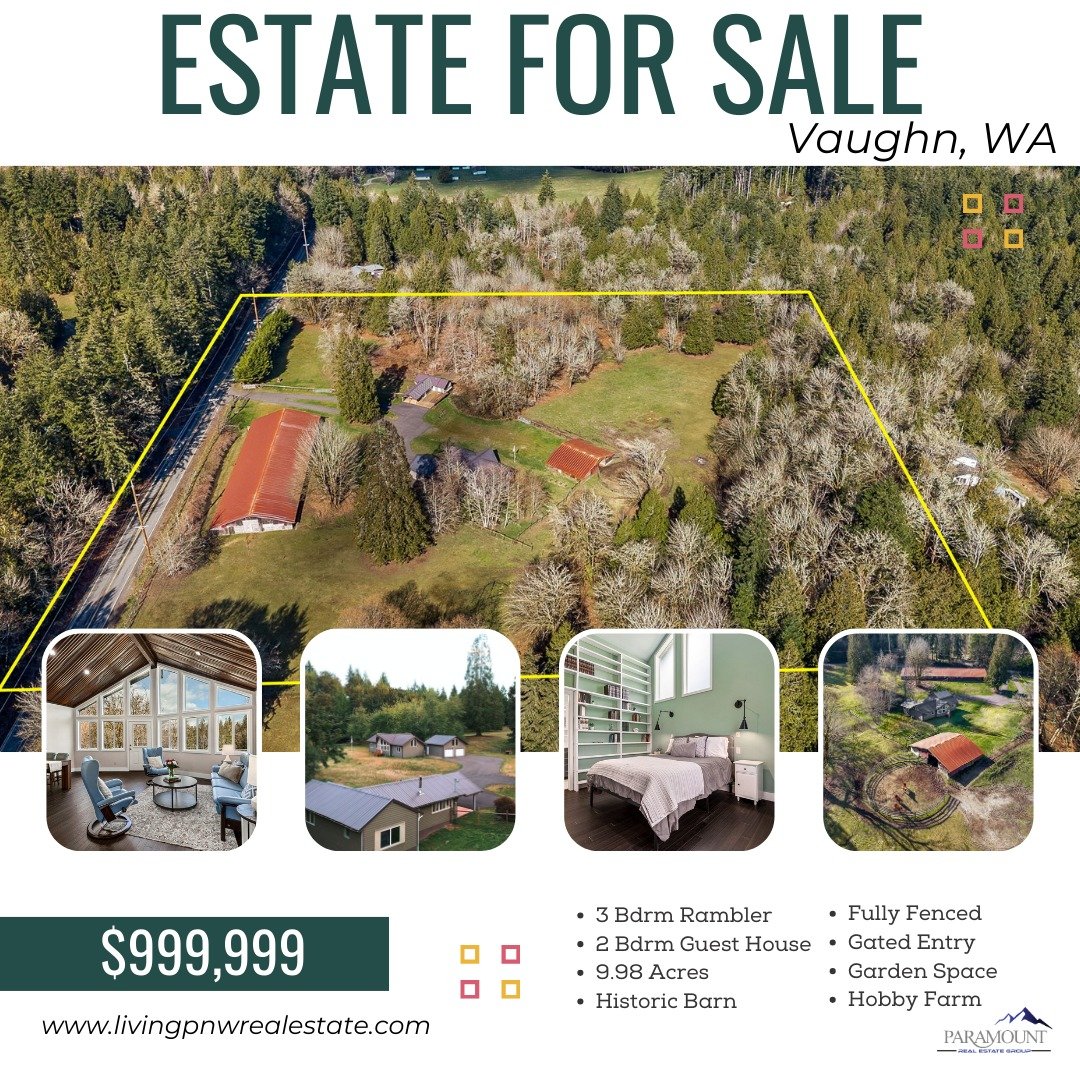 🌟 A Property That Rarely Comes Along&hellip; 🌟

Two homes.
Nearly 10 fully fenced acres.
An iconic 10,200 SF historic barn.

This one-of-a-kind Key Peninsula estate is where lifestyle, income &amp; legacy meet. The custom rambler is filled with nat