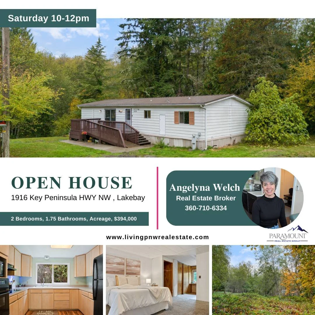 🏡 Open Houses This Saturday!
📅 Saturday | 10AM-12:00 PM &amp; 1PM-3PM
📍 Key Peninsula (Lakebay and Vaughn)

🔑 Listed by Angelyna Welch | Paramount Real Estate
🔗 More details here: https://www.livingpnwrealestate.com/deals