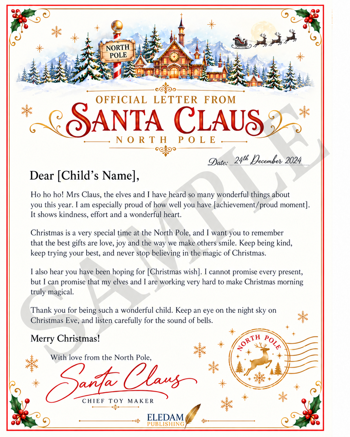 Santa Claus North Pole Letter Template.png