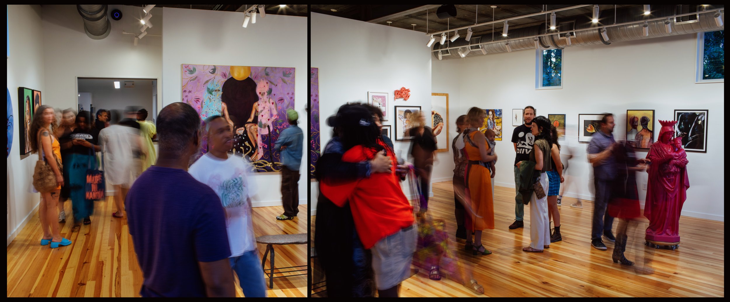 People viewing art exhibit