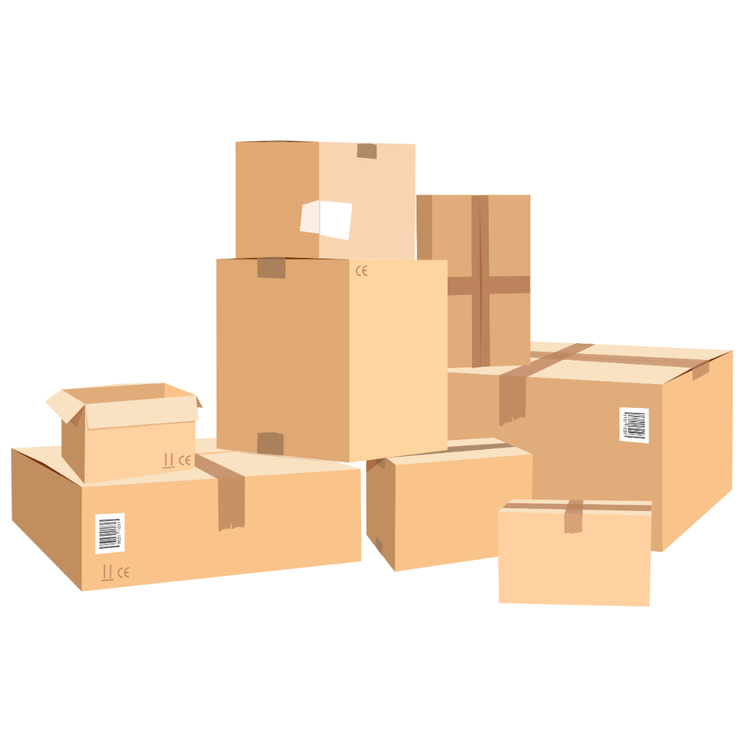 Decorative graphic of a stack of moving boxes.