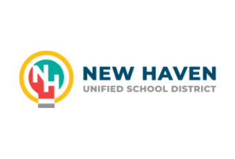 Logo of New Haven Unified School District, featuring a stylized light bulb with a cityscape and tree inside, and the text 'New Haven Unified School District'.