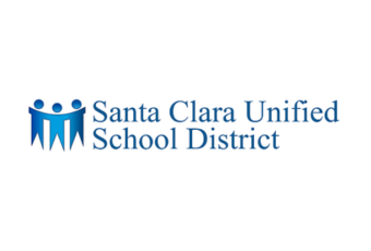 Santa Clara Unified School District logo with three stylized human figures in blue.