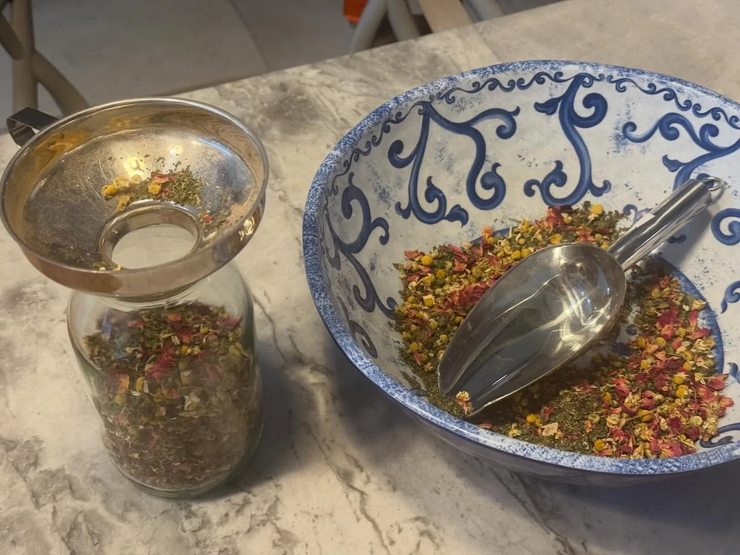 Making bespoke teas today. My daughter has been drawn to 3 powerful plant allies recently; Nettle, Rose and Chamomile. We are often called to or by certain herbs when the body needs something. Nettle is deeply mineralising which helps prevent anaemia