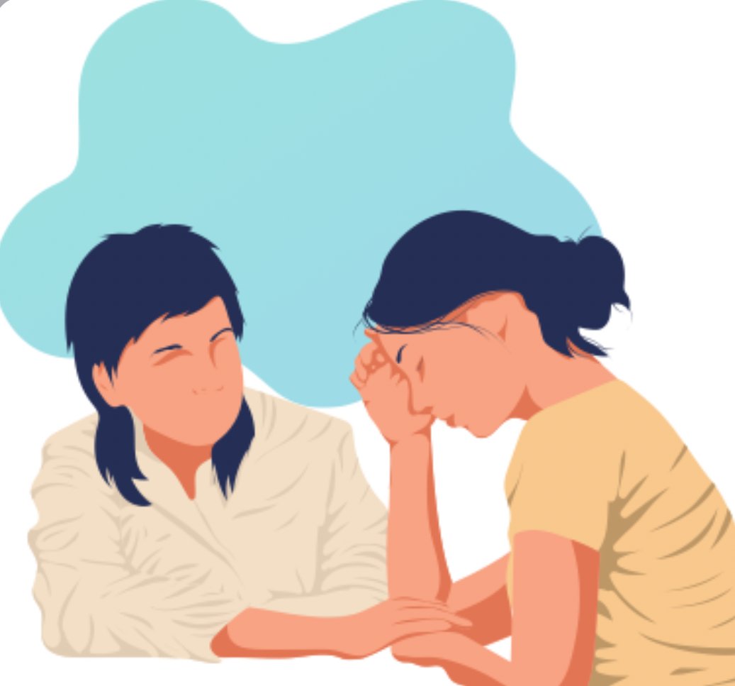 Two women are having an arm-wrestling match, one with a worried expression and the other smiling, with a light blue abstract background.