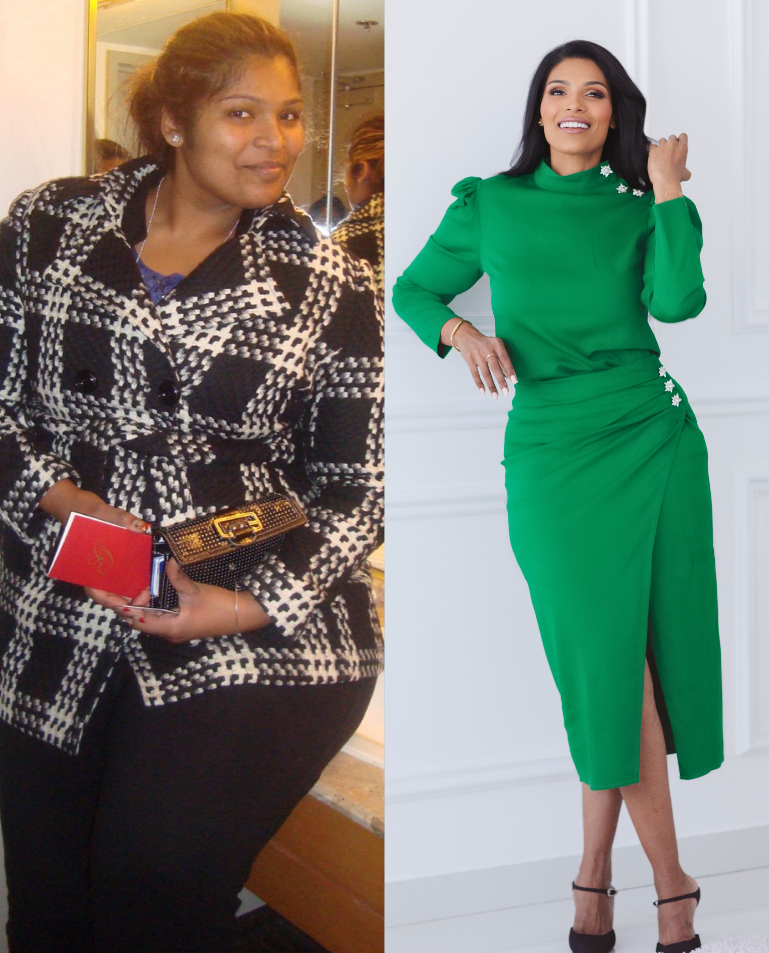 Natassia Dsouza before and after overcoming emotional eating and transforming her relationship with food