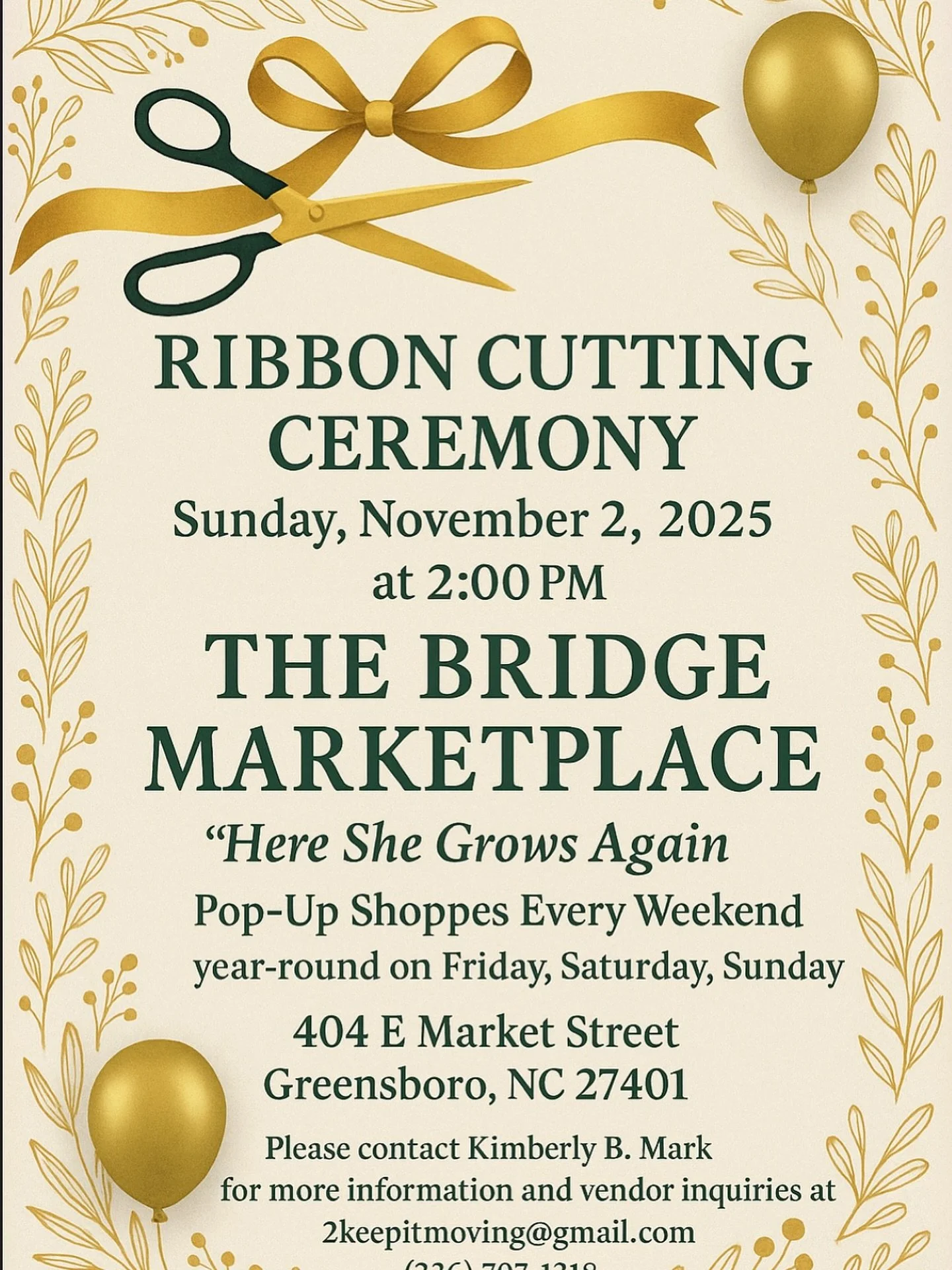 Join us this Sunday to celebrate the grand opening of The Bridge Marketplace. This space is exclusively curated for local vendors to showcase their products and services.
##supportlocal #womensupportingwomen #vendors #entreprenuer #market #shoplocal