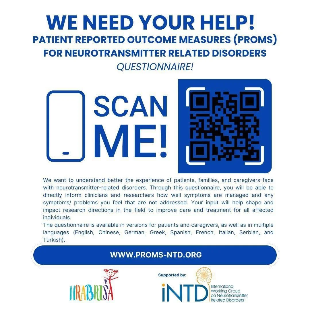 As announced at the beginning of the IND Conference today, we are asking for your help in sharing the questionnaire for the Patient-Reported Outcome Measures (PROMs) for neurotransmitter-related disorders! 

We want to better understand the experienc