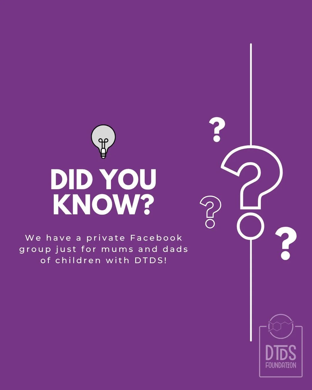Did you know?
We have a private support group just for moms and dads of those living with DTDS! It&rsquo;s a safe space to share, learn, and connect with others who understand.
 #SLC6A3 #CureDTDS #DATDeficiency #DTDSFoundation #RareDiseaseCommunity  