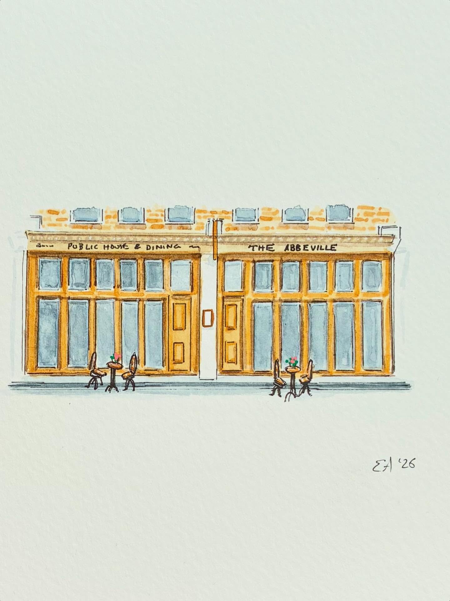 A pub in miniature 🍻 

I had a gorgeous little commission to illustrate The Abbeville pub in Clapham (@threecheerspubs) recently. It was where the lovely couple had their first date! 

#theabbeville #clapham #pubart #watercolourillustration
