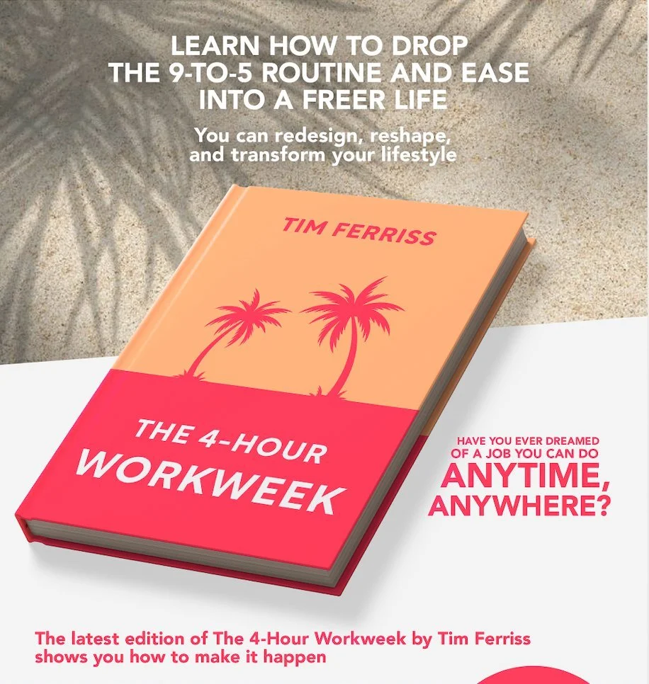 Preview of the magazine ad mockup for The 4-Hour Workweek by Tim Ferriss, designed to boost sales of the book’s new edition.