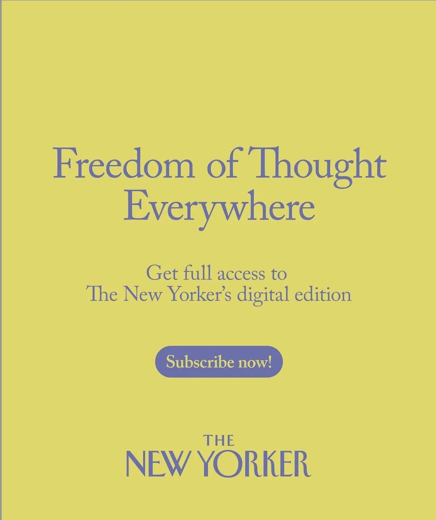 Preview of a dynamic banner ad mockup for The New Yorker, designed to increase digital subscriptions to the magazine. speculative project.