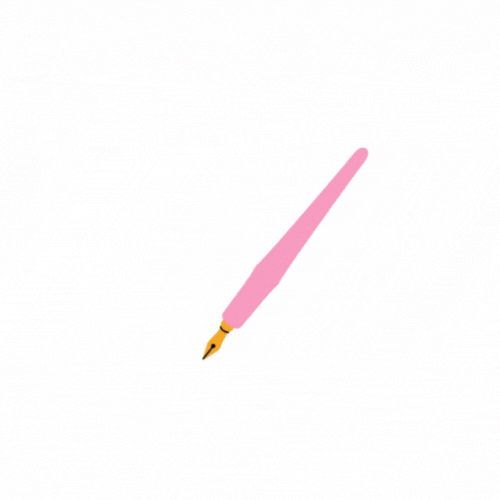 Animated calligraphy pen with pink handle drawing a heart outline