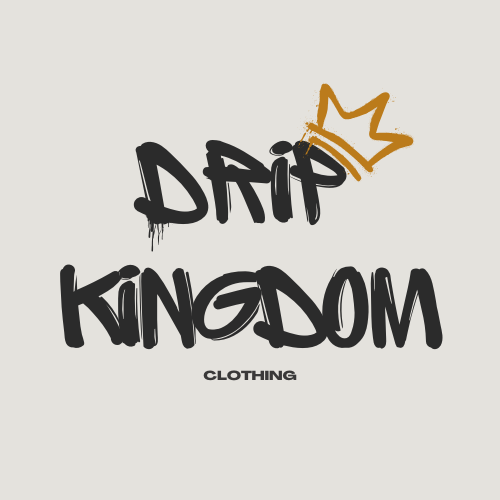 Drip Kingdom Clothing logo with graffiti-style text and crown illustration.
