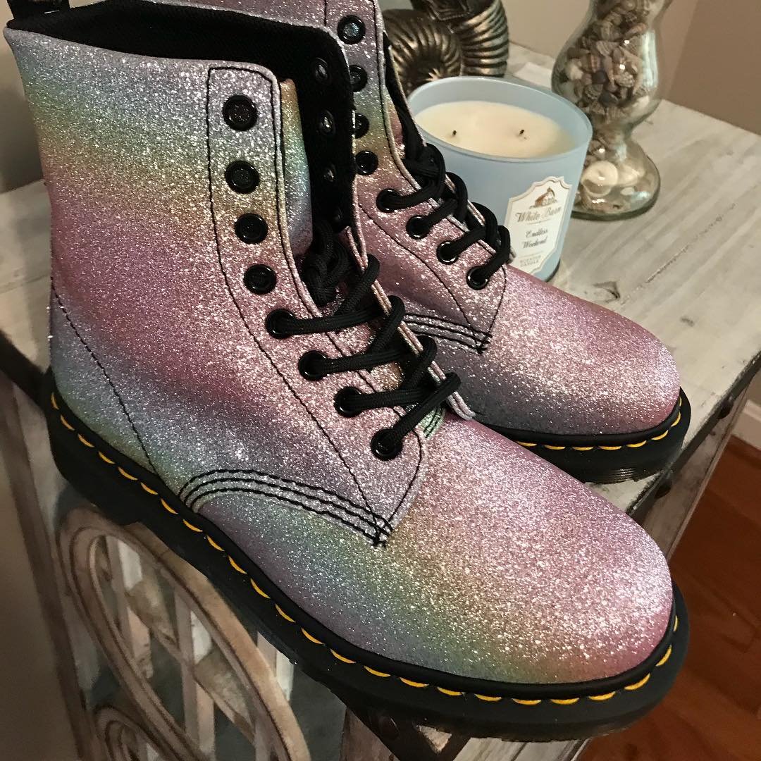 pastel rainbow glitter boots