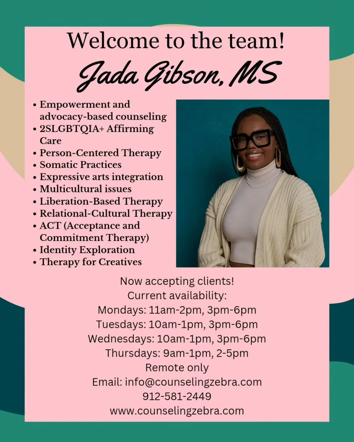 🥳Welcome to the team, Jada!!🥳

A little bit about Jada:
&quot;To the creative soul, the over thinker, the self-doubter, the one who&rsquo;s been told to dim your light &mdash;this space is for you.
Maybe you&rsquo;ve spent a lot of your life absorb