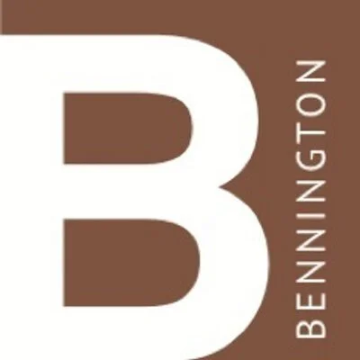 Large white letter 'B' on a brown background with the word 'BENNINGTON' written vertically along the right side.