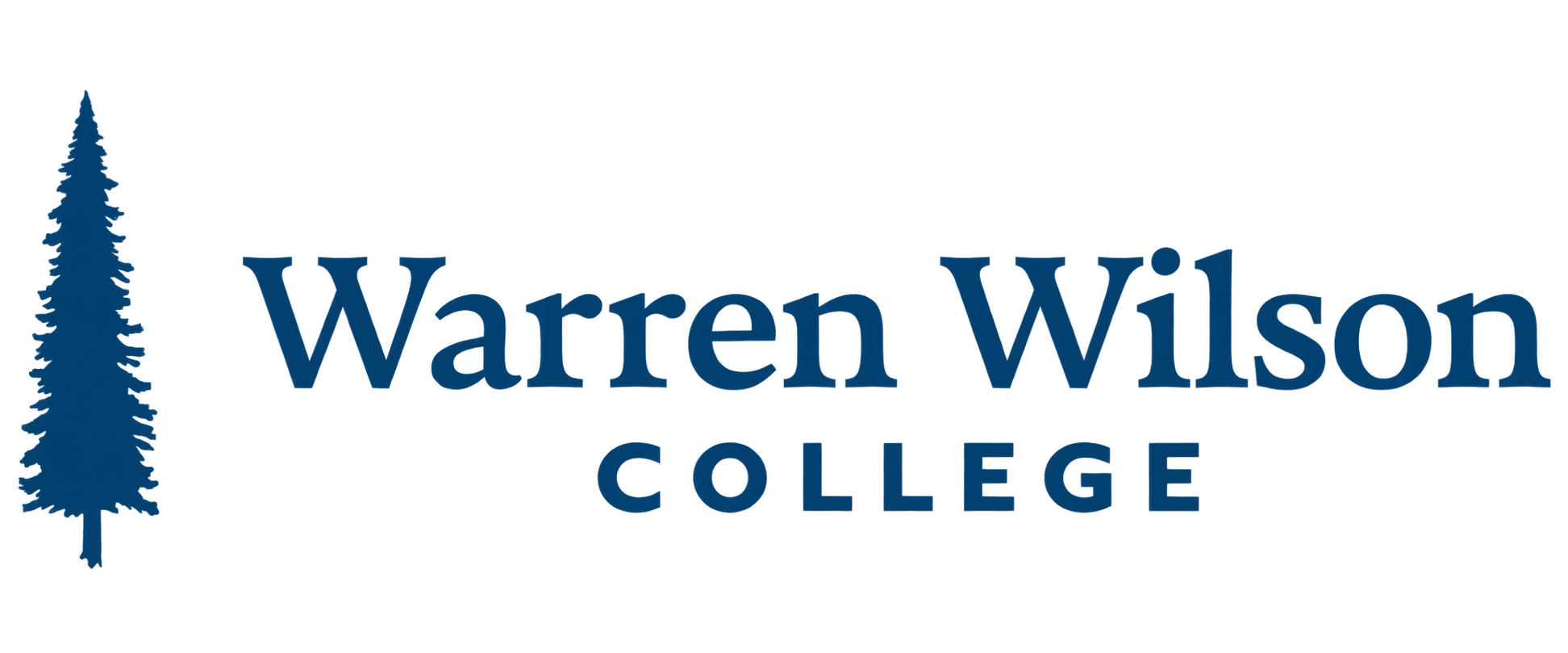 Warren Wilson College logo with a blue pine tree on the left and the college name in blue text.