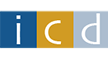 Three color blocks with the letters 'i', 'c', and 'd' in them, the blocks are blue, gold, and grey respectively