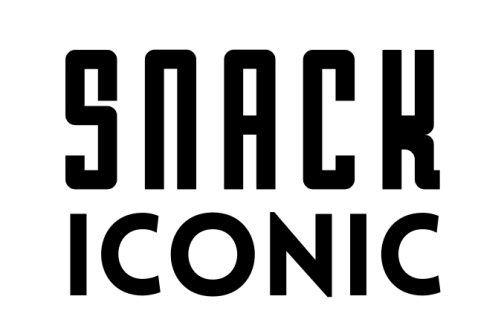 Text that reads 'SNACK ICONIC' in bold black lettering on a white background.