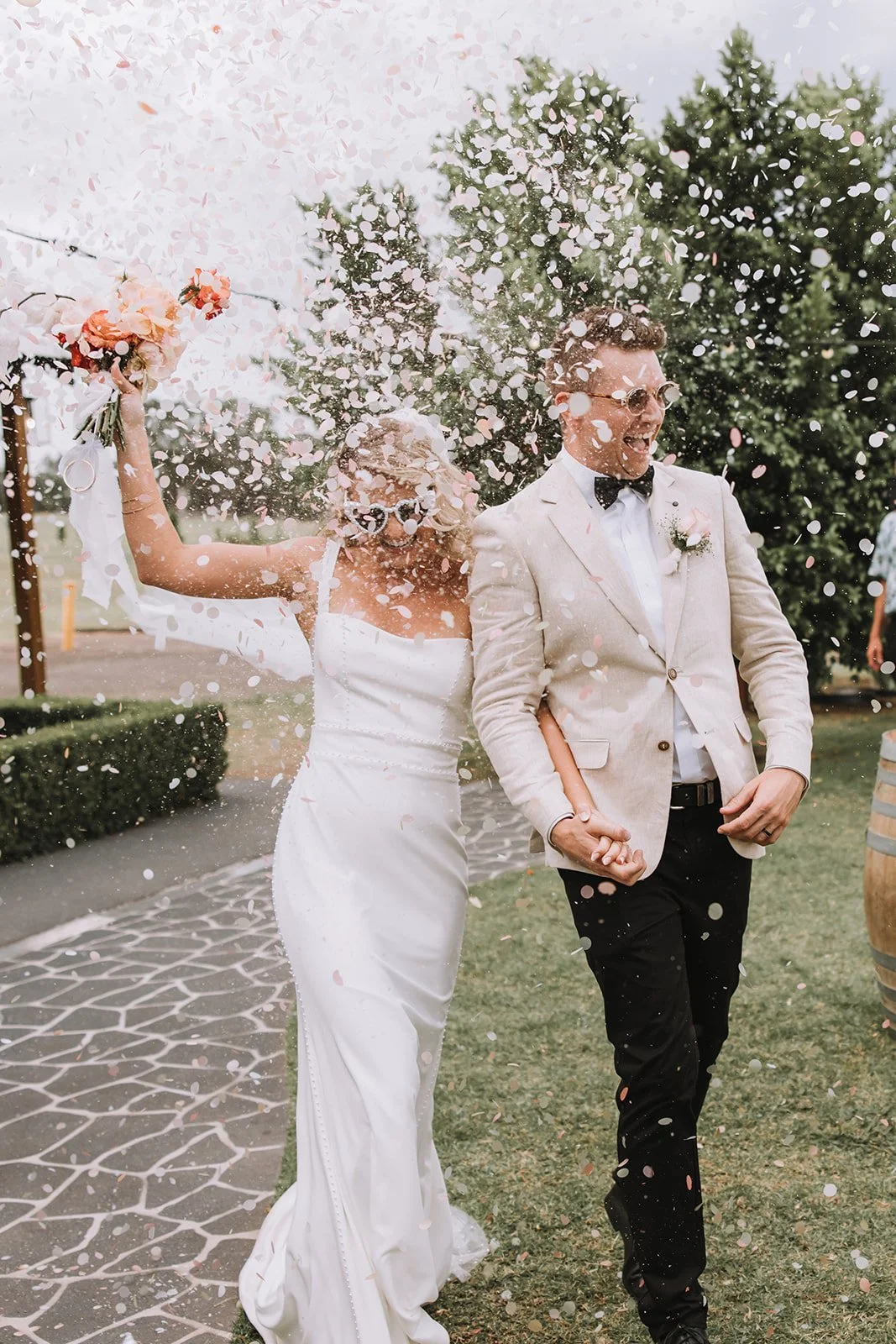 Flatlay of bridal bouquet and shoes – Hunter Valley wedding photographer Nicole Butler. Hunter Valley Wedding Photographer NSW - Image 2
