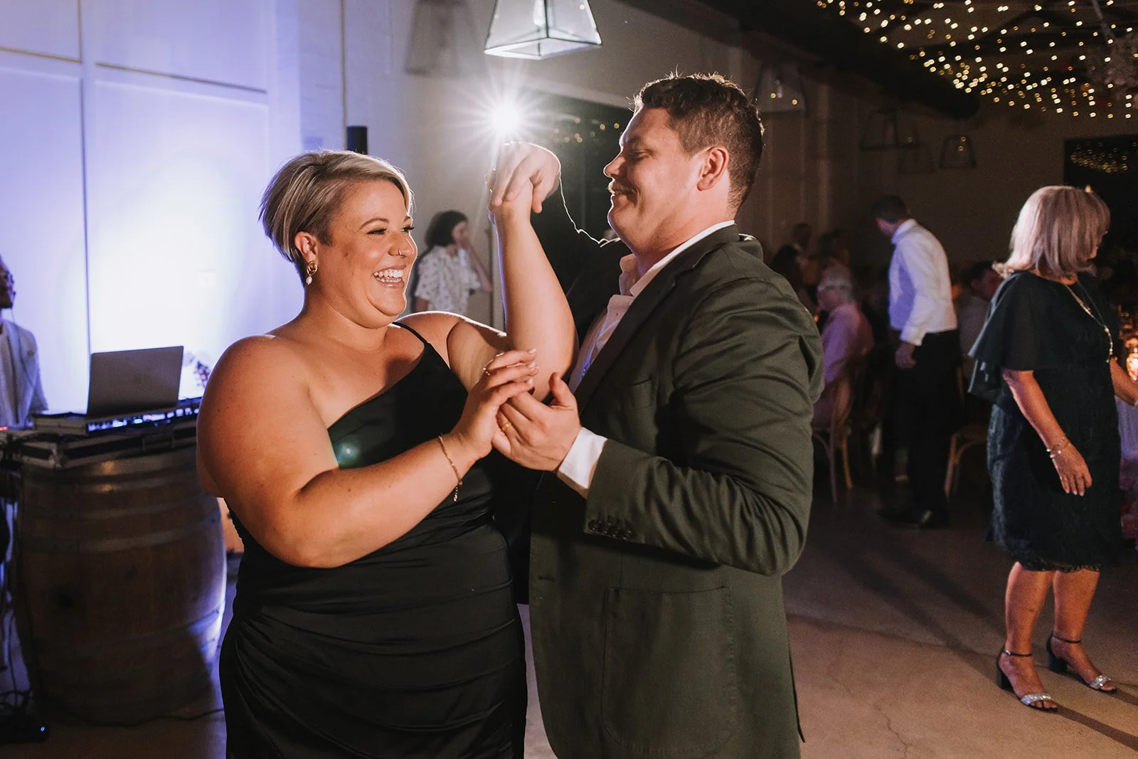 Wedding guests celebrating at reception Hunter Valley Wedding Photographer NSW - Image 405