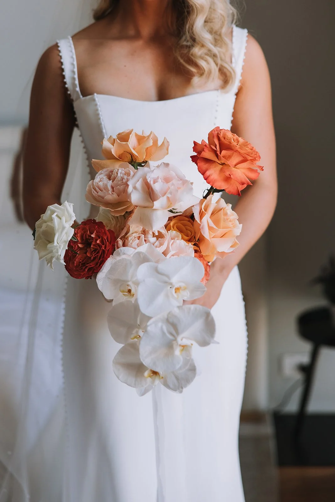 Bride holding large bouquet close-up – Hunter Valley wedding photographer Nicole Butler. Hunter Valley Wedding Photographer NSW - Image 38