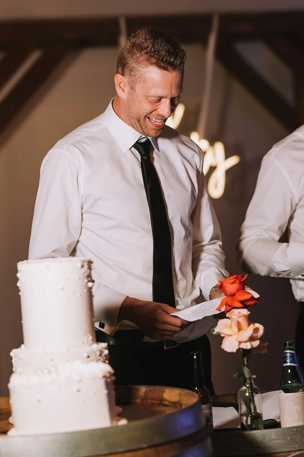 Bride and groom smiling at wedding guests Hunter Valley Wedding Photographer NSW - Image 290