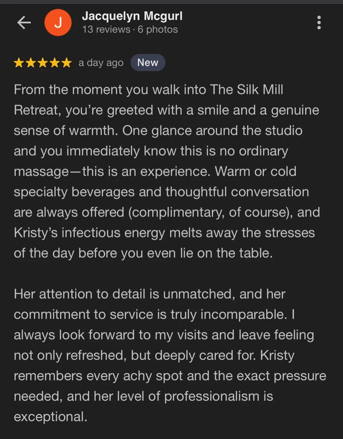 Thank you for your glowing review, Jackie! 🥹🫶🏻 #massagetherapist #massagetherapy #ashiatsu #ashiatsumassage #massage